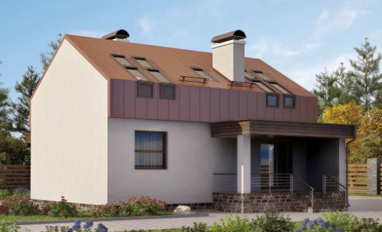 120-004-Л Проект двухэтажного дома с мансардой, бюджетный коттедж из арболита Анапа | Проекты домов от House Expert