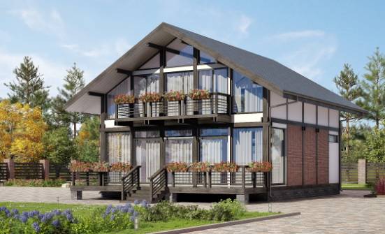 170-007-П Проект двухэтажного дома мансардный этаж, доступный загородный дом из бревен Анапа | Проекты домов от House Expert