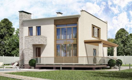 185-001-П Проект двухэтажного дома, современный домик из газосиликатных блоков Анапа | Проекты домов от House Expert