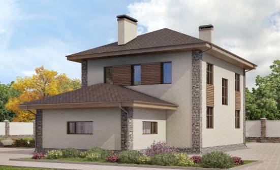 185-004-П Проект двухэтажного дома и гаражом, уютный дом из пеноблока Анапа | Проекты домов от House Expert