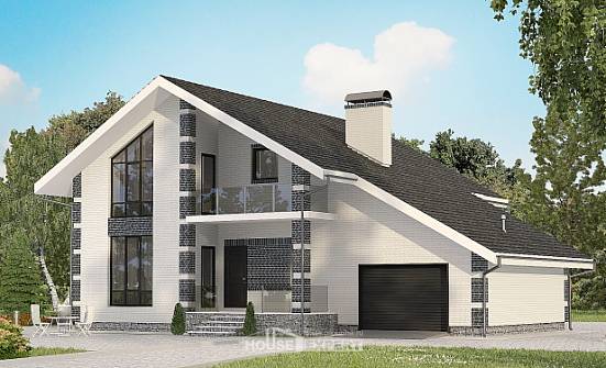 180-001-П Проект двухэтажного дома мансардой и гаражом, классический коттедж из поризованных блоков Анапа | Проекты домов от House Expert