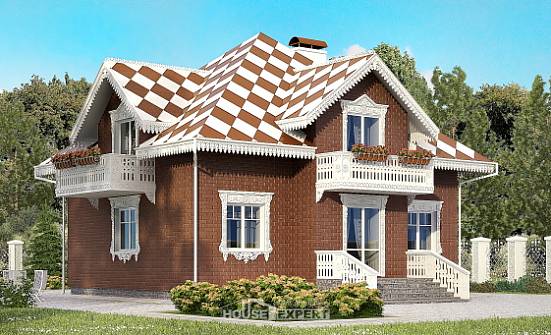 155-003-Л Проект двухэтажного дома мансардой, гараж, классический коттедж из теплоблока Анапа | Проекты домов от House Expert
