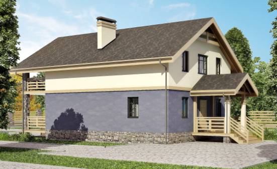 160-010-П Проект двухэтажного дома с мансардой, бюджетный дом из пеноблока Анапа | Проекты домов от House Expert