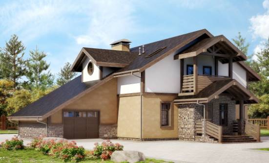 180-011-Л Проект двухэтажного дома мансардой, гараж, классический дом из блока Анапа | Проекты домов от House Expert