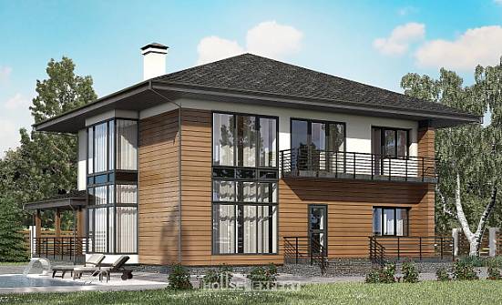 245-001-П Проект двухэтажного дома, средний коттедж из твинблока Анапа | Проекты домов от House Expert