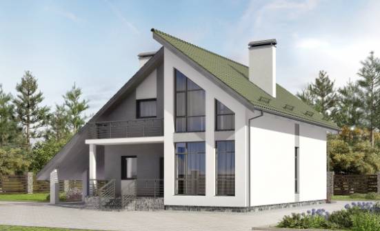 170-009-Л Проект двухэтажного дома мансардой, гараж, уютный домик из теплоблока Анапа | Проекты домов от House Expert