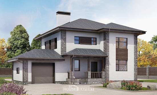 185-004-Л Проект двухэтажного дома, гараж, классический коттедж из бризолита Анапа | Проекты домов от House Expert