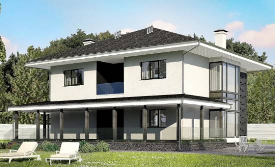245-002-П Проект двухэтажного дома, гараж, просторный домик из пеноблока Анапа | Проекты домов от House Expert