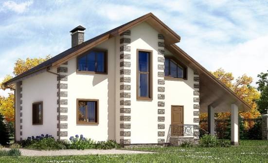 150-003-Л Проект двухэтажного дома с мансардой и гаражом, простой дом из дерева Анапа | Проекты домов от House Expert