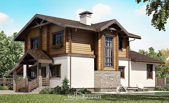 170-004-Л Проект двухэтажного дома с мансардой, гараж, уютный дом из поризованных блоков из дерева Анапа | Проекты домов от House Expert