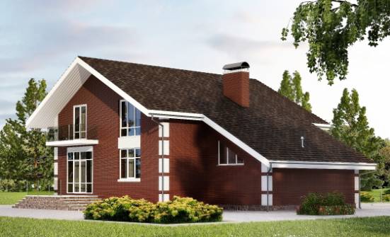 180-001-Л Проект двухэтажного дома с мансардным этажом, гараж, классический дом из бризолита Анапа | Проекты домов от House Expert