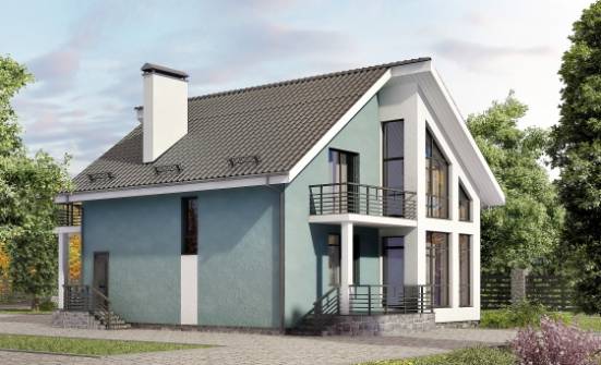 170-006-П Проект двухэтажного дома с мансардным этажом, доступный домик из блока Анапа | Проекты домов от House Expert