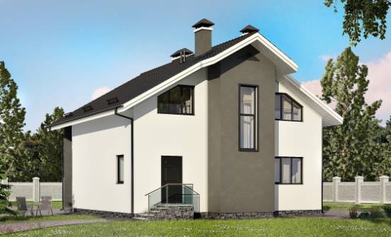 150-005-Л Проект двухэтажного дома мансардой, компактный загородный дом из блока Анапа | Проекты домов от House Expert