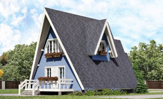 100-002-П Проект двухэтажного дома мансардный этаж, экономичный коттедж из бревен Анапа | Проекты домов от House Expert