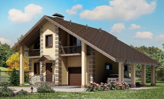 150-003-П Проект двухэтажного дома с мансардой, гараж, уютный коттедж из поризованных блоков Анапа | Проекты домов от House Expert