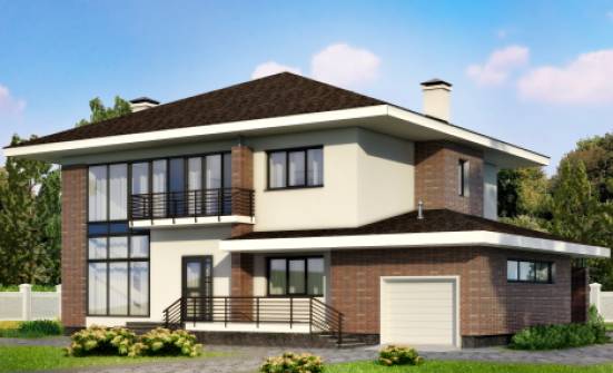 275-002-П Проект двухэтажного дома, гараж, современный домик из кирпича Анапа | Проекты домов от House Expert