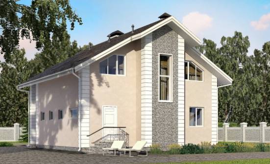 150-002-П Проект двухэтажного дома с мансардой и гаражом, классический коттедж из блока Анапа | Проекты домов от House Expert