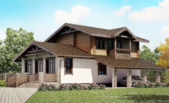 170-004-Л Проект двухэтажного дома с мансардой, гараж, уютный дом из поризованных блоков из дерева Анапа | Проекты домов от House Expert