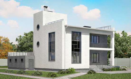 255-001-П Проект двухэтажного дома, гараж, классический коттедж из пеноблока Анапа | Проекты домов от House Expert
