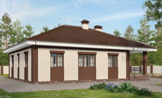 160-015-П Проект одноэтажного дома и гаражом, уютный коттедж из керамзитобетонных блоков Анапа | Проекты одноэтажных домов от House Expert