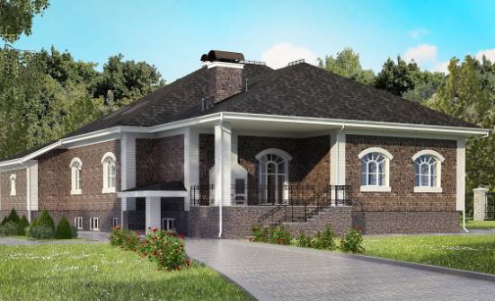 490-001-П Проект трехэтажного дома с мансардой и гаражом, большой домик из кирпича Анапа | Проекты домов от House Expert
