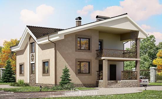 210-003-П Проект двухэтажного дома с мансардой, красивый домик из газосиликатных блоков Анапа | Проекты домов от House Expert