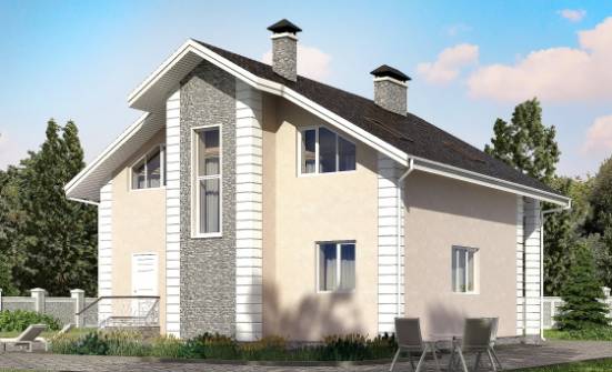 150-002-П Проект двухэтажного дома с мансардой и гаражом, классический коттедж из блока Анапа | Проекты домов от House Expert