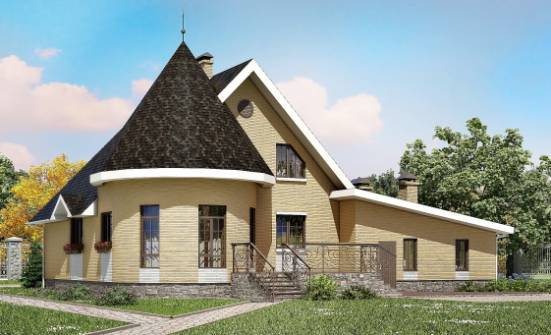 250-001-Л Проект двухэтажного дома с мансардой, гараж, современный домик из керамзитобетонных блоков Анапа | Проекты домов от House Expert