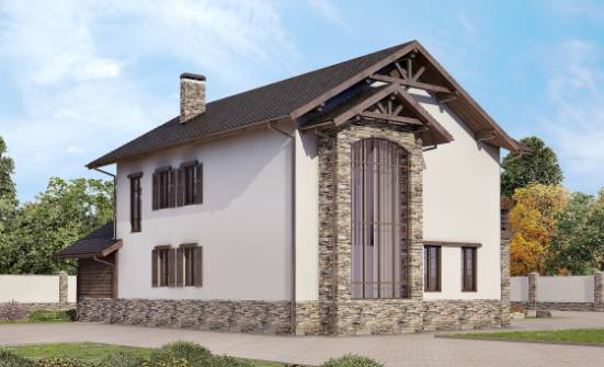 200-005-П Проект двухэтажного дома и гаражом, классический коттедж из бризолита Анапа | Проекты домов от House Expert