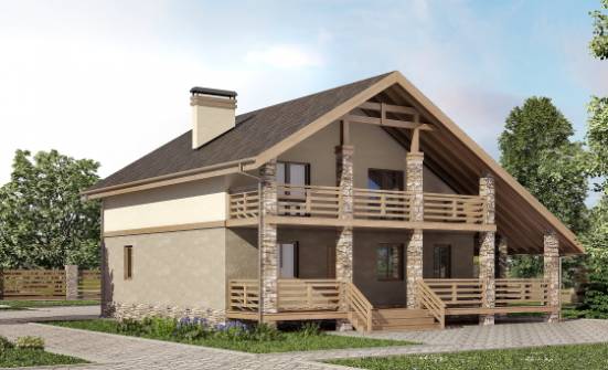 160-010-Л Проект двухэтажного дома мансардой, доступный домик из арболита Анапа | Проекты домов от House Expert
