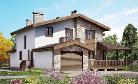 220-001-П Проект двухэтажного дома мансардой и гаражом, средний домик из газосиликатных блоков Анапа | Проекты домов от House Expert