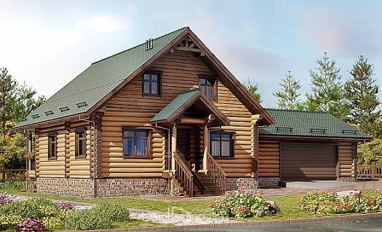 270-002-П Проект двухэтажного дома с мансардой и гаражом, уютный домик из дерева Анапа | Проекты домов от House Expert