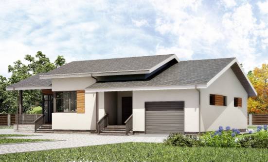 135-002-П Проект одноэтажного дома и гаражом, классический дом из пеноблока Анапа | Проекты одноэтажных домов от House Expert