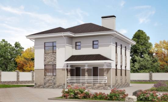 150-014-П Проект двухэтажного дома, скромный загородный дом из поризованных блоков Анапа | Проекты домов от House Expert