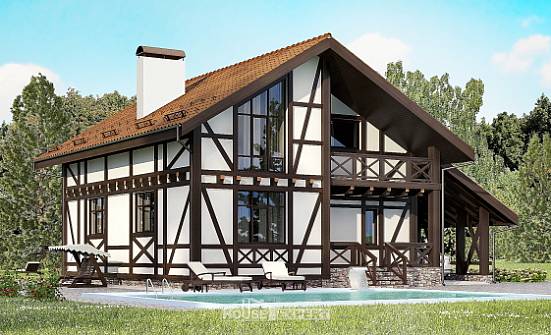 155-002-П Проект двухэтажного дома мансардой и гаражом, красивый дом из блока Анапа | Проекты домов от House Expert