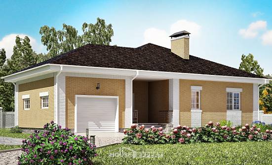 130-002-Л Проект одноэтажного дома и гаражом, доступный коттедж из арболита Анапа | Проекты домов от House Expert