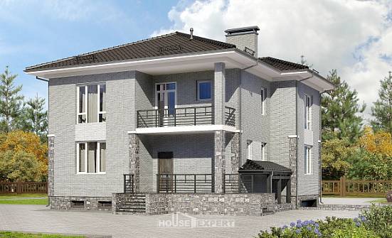 275-004-П Проект трехэтажного дома и гаражом, огромный загородный дом из кирпича Анапа | Проекты домов от House Expert