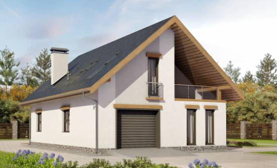 185-005-П Проект двухэтажного дома мансардой, гараж, классический домик из твинблока Анапа | Проекты домов от House Expert