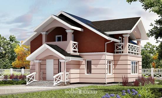 155-009-Л Проект двухэтажного дома с мансардой, недорогой дом из газобетона Анапа | Проекты домов от House Expert