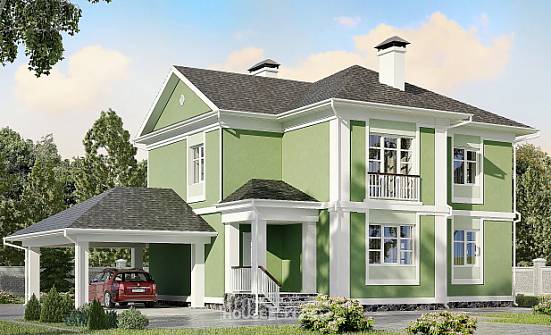 170-001-Л Проект двухэтажного дома, гараж, скромный коттедж из поризованных блоков Анапа | Проекты домов от House Expert