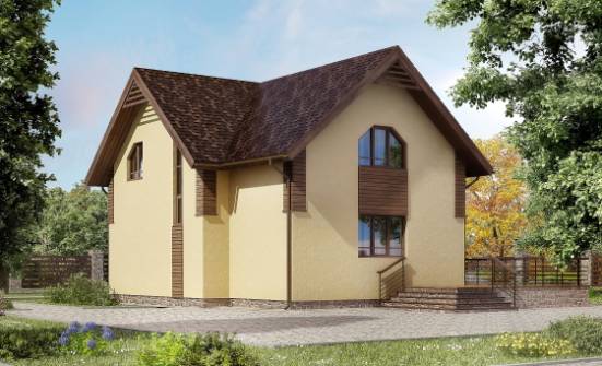 150-009-Л Проект двухэтажного дома с мансардой, простой домик из блока Анапа | Проекты домов от House Expert