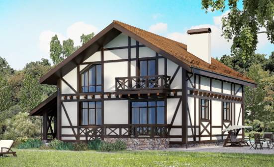 155-002-П Проект двухэтажного дома мансардой и гаражом, красивый дом из блока Анапа | Проекты домов от House Expert