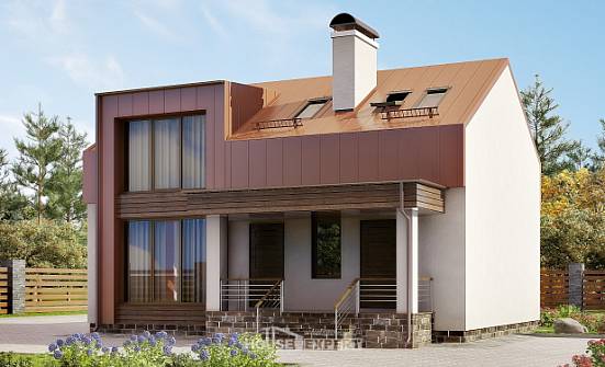 120-004-Л Проект двухэтажного дома с мансардой, бюджетный коттедж из арболита Анапа | Проекты домов от House Expert