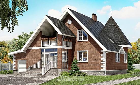 220-002-Л Проект двухэтажного дома мансардный этаж и гаражом, уютный коттедж из бризолита Анапа | Проекты домов от House Expert
