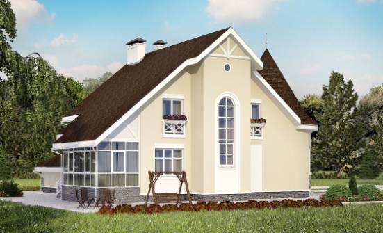 275-001-Л Проект двухэтажного дома с мансардным этажом, гараж, просторный домик из кирпича Анапа | Проекты домов от House Expert