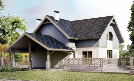 150-011-П Проект двухэтажного дома мансардой, гараж, скромный коттедж из блока Анапа | Проекты домов от House Expert