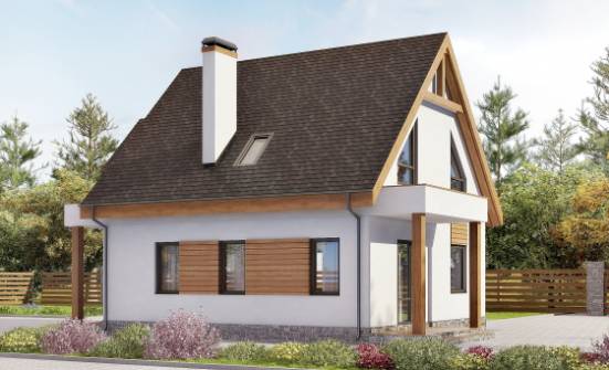 120-005-П Проект двухэтажного дома с мансардным этажом, гараж, небольшой домик из блока Анапа | Проекты домов от House Expert