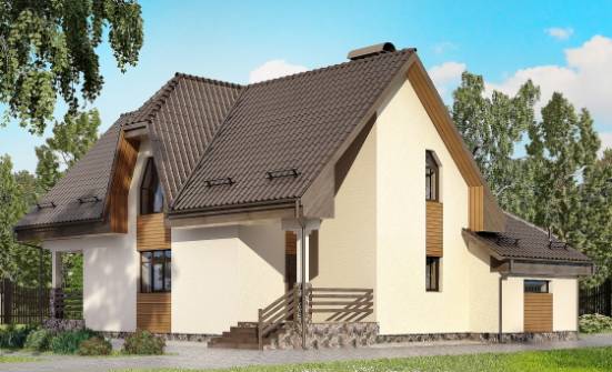 150-001-Л Проект двухэтажного дома с мансардой, гараж, компактный дом из поризованных блоков Анапа | Проекты домов от House Expert
