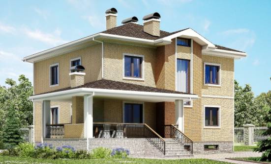 350-002-Л Проект трехэтажного дома и гаражом, красивый домик из кирпича Анапа | Проекты домов от House Expert