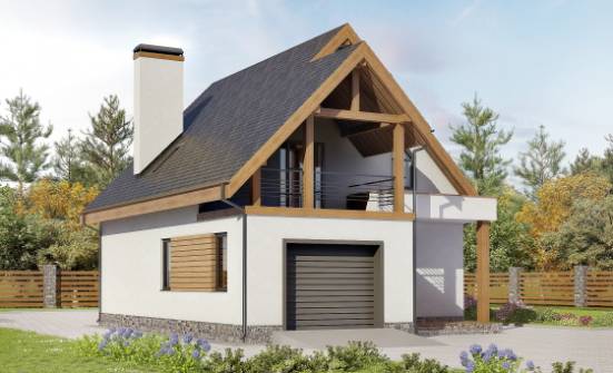 120-005-П Проект двухэтажного дома с мансардным этажом, гараж, небольшой домик из блока Анапа | Проекты домов от House Expert